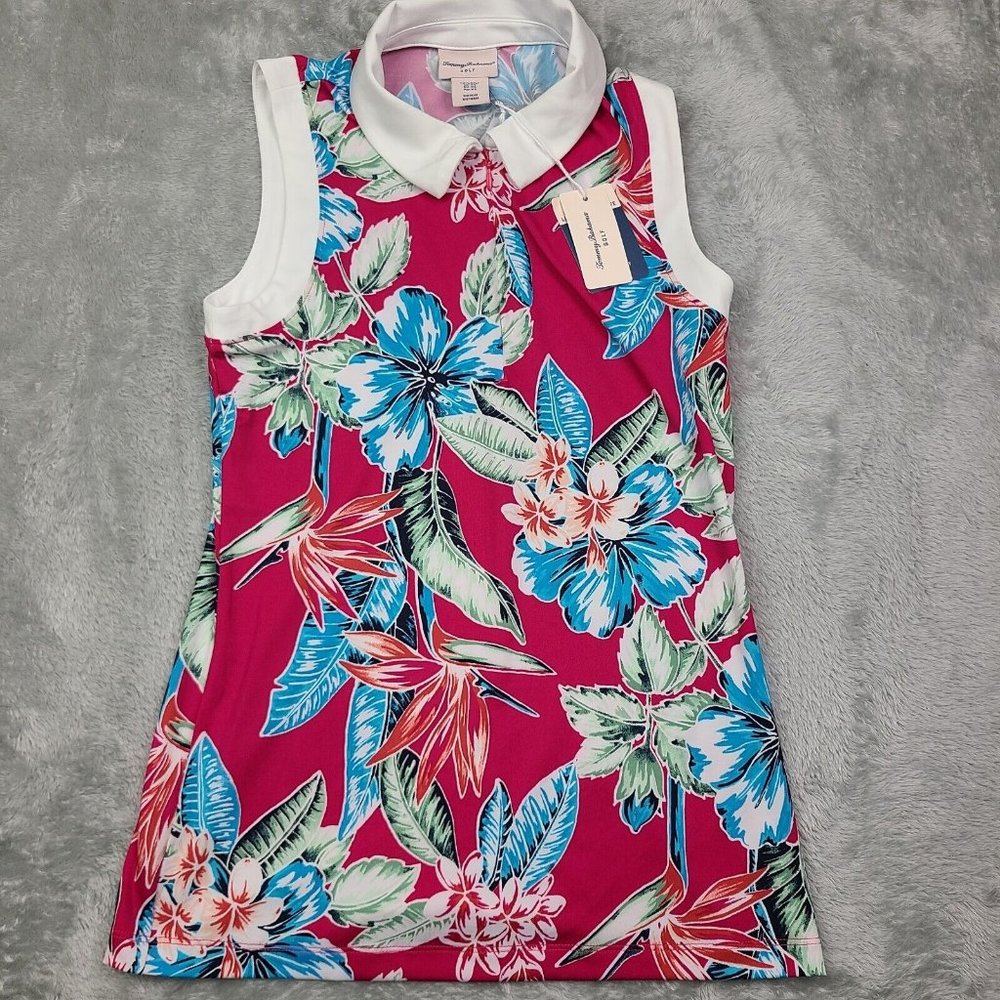 Tommy Bahama Women's Size XS Golf Tennis Pickleball Sleeveless Pink Floral Shirt